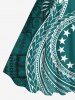Robe débardeur hawaïenne grande taille à imprimé foulard, fleurs d'hibiscus et étoiles - Vert profond S