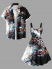 Plus Size Skulls Rose Flower Print Hawaii Tank Dress -  