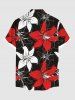 Plus Size Hibiscus Flower Print Buttons Pocket Hawaii Shirt For Men -  
