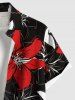 Plus Size Hibiscus Flower Print Buttons Pocket Hawaii Shirt For Men -  