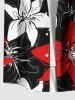 Plus Size Hibiscus Flower Print Buttons Pocket Hawaii Shirt For Men -  