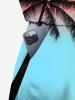 Plus Size Coconut Tree Ombre Colorblock Print Cinched Hawaii Romper -  