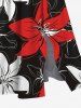 Plus Size Hibiscus Flower Print Split Hawaii Midi Dress -  