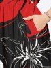 Plus Size Hibiscus Flower Print Split Hawaii Midi Dress -  