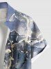Plus Size Galaxy Satellite Map Print Buttons Pocket Hawaii Shirt For Men -  