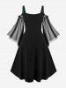Plus Size Lace Up Cold Shoulder Flare Sleeves High Low Ruched Renaissance Corset Dress -  