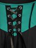 Plus Size Lace Up Cold Shoulder Flare Sleeves High Low Ruched Renaissance Corset Dress -  