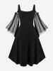 Plus Size Lace Up Cold Shoulder Flare Sleeves High Low Ruched Renaissance Corset Dress -  