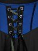 Plus Size Lace Up Cold Shoulder Flare Sleeves High Low Ruched Renaissance Corset Dress -  