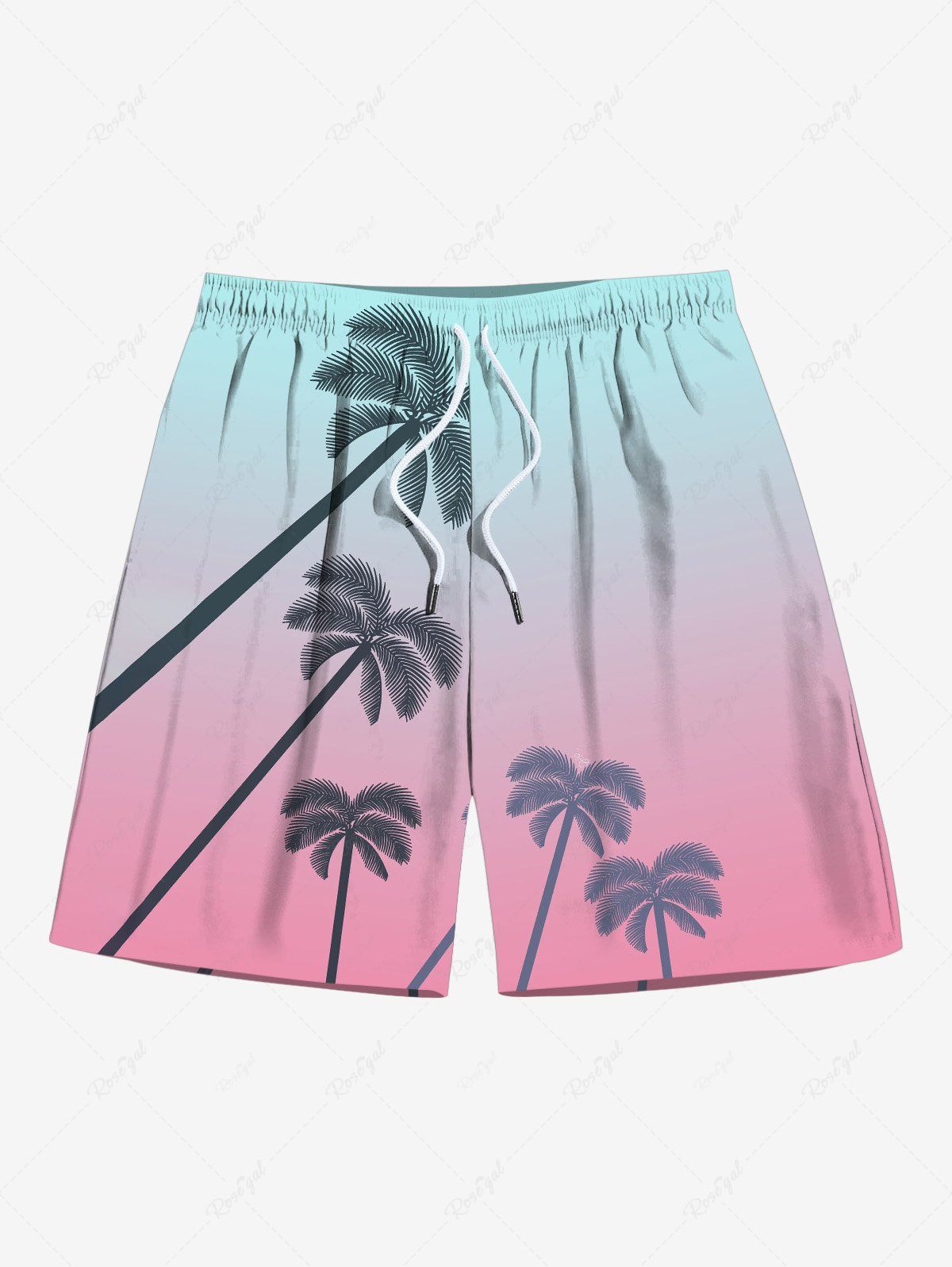 Shops Plus Size Coconut Tree Ombre Print Hawaii Beach Shorts For Men  