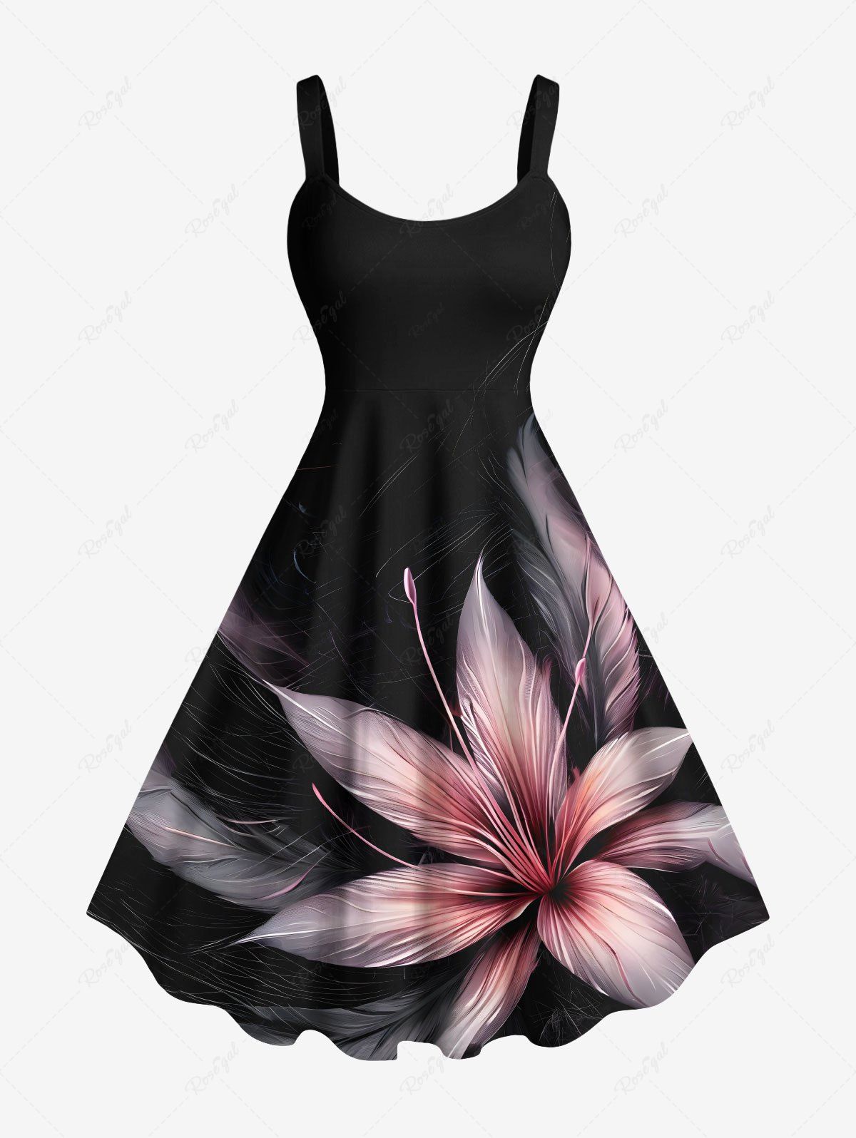 Affordable Plus Size Hibiscus Flower Tropical Print Hawaii Tank Dress  