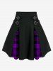 Flower Applique Textured Pocket Crisscross Top and Plaid Buckles High Waisted Mini Skirt Plus Size Outfit -  