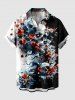 Skulls Rose Flower Print Plus Size Matching Hawaii Beach Outfit For Couples -  