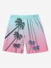Coconut Tree Ombre Colorblock Print Plus Size Matching Hawaii Beach Outfit For Couples -  