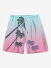 Coconut Tree Ombre Colorblock Print Plus Size Matching Hawaii Beach Outfit For Couples -  