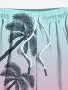 Coconut Tree Ombre Colorblock Print Plus Size Matching Hawaii Beach Outfit For Couples -  
