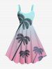 Coconut Tree Ombre Colorblock Print Plus Size Matching Hawaii Beach Outfit For Couples -  