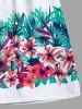 Tenue de plage hawaïenne assortie grande taille à imprimé feuilles tropicales et fleurs pour couples - Blanc 