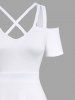 Tenue de plage hawaïenne assortie grande taille à imprimé feuilles tropicales et fleurs pour couples - Blanc 