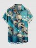 Tenue de plage hawaïenne assortie grande taille à imprimé tête de mort et vagues pour couples - Vert 