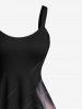 Tenue de plage hawaïenne assortie grande taille à imprimé tropical et fleurs d'hibiscus pour couples - Noir 