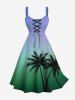 Tenue de plage hawaïenne assortie grande taille à imprimé ombré et teinture par immersion, motif cocotier, pour couple - Multi-A 
