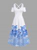 Foulard imprimé feuilles et fleurs tropicales, grande taille, tenue de plage hawaïenne assortie pour couples - Blanc 