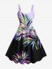 Tenue de plage hawaïenne assortie grande taille à imprimé feuilles tropicales ombré pour couples - Violet clair 