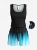 Ensemble chemise et barboteuse hawaïennes assorties, tenue de plage grande taille, dégradé de couleurs, faisceau lumineux imprimé en 3D pour couples - Noir 