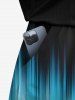 Ensemble chemise et barboteuse hawaïennes assorties, tenue de plage grande taille, dégradé de couleurs, faisceau lumineux imprimé en 3D pour couples - Noir 