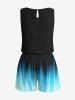 Ensemble chemise et barboteuse hawaïennes assorties, tenue de plage grande taille, dégradé de couleurs, faisceau lumineux imprimé en 3D pour couples - Noir 