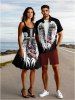 Patriotic American Flag Feather Wing Cross Print Plus Size Matching Outfit For Couples -  