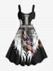 Patriotic American Flag Feather Wing Cross Print Plus Size Matching Outfit For Couples -  