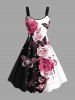 Rose Flower Butterfly Curve Pin Dot Print Plus Size Matching Hawaii Beach Outfit For Couples -  