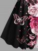 Rose Flower Butterfly Curve Pin Dot Print Plus Size Matching Hawaii Beach Outfit For Couples -  