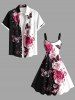 Rose Flower Butterfly Curve Pin Dot Print Plus Size Matching Hawaii Beach Outfit For Couples -  