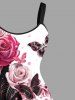 Rose Flower Butterfly Curve Pin Dot Print Plus Size Matching Hawaii Beach Outfit For Couples -  