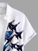 Plus Size Patriotic American Flag Plane Print Button Pocket Shirt For Men -  