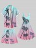 Plus Size Coconut Tree Ombre Print Hawaii Beach Shorts For Men -  