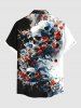 Plus Size Skulls Rose Flower Print Buttons Pocket Hawaii Shirt For Men -  