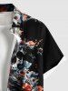 Plus Size Skulls Rose Flower Print Buttons Pocket Hawaii Shirt For Men -  