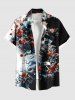 Plus Size Skulls Rose Flower Print Buttons Pocket Hawaii Shirt For Men -  