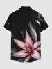 Plus Size Hibiscus Flower Tropical Print Buttons Pocket Hawaii Shirt For Men -  