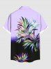 Plus Size Ombre Colorblock Tropical Leaf Print Buttons Pocket Hawaii Shirt For Men -  