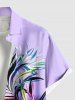 Plus Size Ombre Colorblock Tropical Leaf Print Buttons Pocket Hawaii Shirt For Men -  