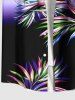 Plus Size Ombre Colorblock Tropical Leaf Print Buttons Pocket Hawaii Shirt For Men -  