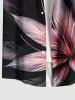 Plus Size Hibiscus Flower Tropical Print Buttons Pocket Hawaii Shirt For Men -  