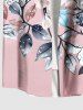 Plus Size Flowers Leaf Stripes Print Buttons Pocket Hawaii Shirt For Men -  