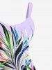 Plus Size Ombre Colorblock Tropical Leaf Print Hawaii Tank Dress -  