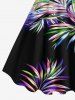 Plus Size Ombre Colorblock Tropical Leaf Print Hawaii Tank Dress -  